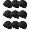 9 Pcs Cooling Skull Cap Camo Liner Sweat Wicking Cap Lightweight Cycling Cap Running Head Cap for Men Women (Black)