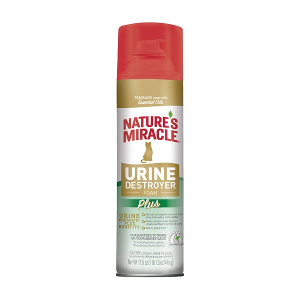 Nature's Miracle Urine Destroyer Plus for Cats, Enzymatic Formula for Severe Cat Urine Stains, 17.5 oz