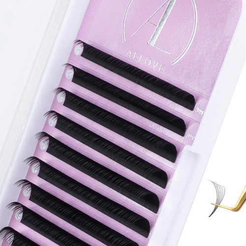 ALLOVE Eyelash Extension Cashmere Super Easy Fan Volume Lash Extensions 0.07mm D Curl 14mm Rapid Blooming Volume Lashes Self Fanning Lash Extension Supplies