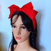 JINBUYAO Red Bow Headband For Women Black Knot Hair Bands Big Bowknot Hair Hoop Knotted Wide Turban Headbands Hair Band Bows Hair Accessories (Black&Red)