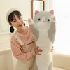 WUYU Lovely Plush Cat Doll Cute Cartoon Soft Stuffed Kitten Pillow Long Throw Sleeping Pillow Doll Toy Gift for Kids Girlfriend Multiple Size (Grey,50cm/19.6in)