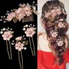 4 Pieces Bridal Flower Wedding Hair Comb Rhinestones Crystal Floral Hair Pins Hair Clips Wedding Hair Accessories Hair Jewelry for Brides Bridesmaids Women Girls(Pink)