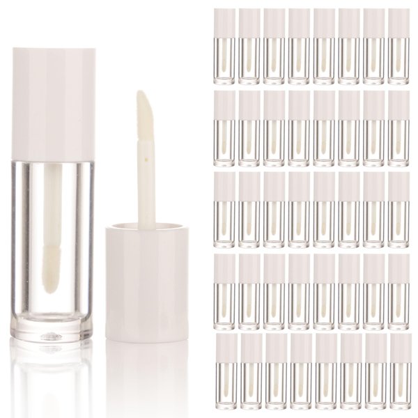 COSIDEA 40PCS Empty White Mini Lip Gloss Tubes 2.5ml 0.08 OZ lipgloss Tube with Wand Applicator for Lip oil tint bottles container