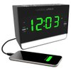 HANNLOMAX HX-128CR Alarm Clock Radio, PLL FM Radio, 1.2 inches Green LED Display, Dual Alarm, 6 Levels Night Light, USB Port for 1A Charging, AC/DC Adaptor Included