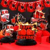 JOYMEMO 8 Pieces Boxing Birthday Honeycomb Centerpieces - Boxing Match Birthday Party Decorations Red Black Gold, Boxer Gloves Boxing Platform Table Decor for Wrestle Fitness Fight Sports Party