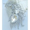 Sindary Wedding Headpiece 4.33" Rhinestone Crystal Bridal Peacock Feather Hair Comb (Silver-Tone Clear)