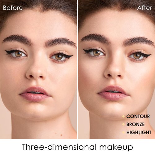 Boobeen Face Bronzer Highlighter Contour Powder Palette, Multi-use Contour Makeup Easy to Blend Face Shaping Contouring Matte Bronzer Powder Long Lasting