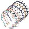 6 Colors Zigzag Shark Tooth Hair Comb Headbands Wrapped Cloth Hard Hairbands Wave Shape Plastic Hair Band Hair Accessory for Women Girls (Chic Pattern)