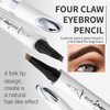 Kolvoii Microblading Eyebrow Pencil, 2024 New Eyebrow Tattoo Pencil, 3D Waterproof 4 Fork Tip Magic Eyebrow Pen, Natural Makeup Fine Stroke Long-Lasting Eyebrow Pencil Stay on All Day (Dark Brown)
