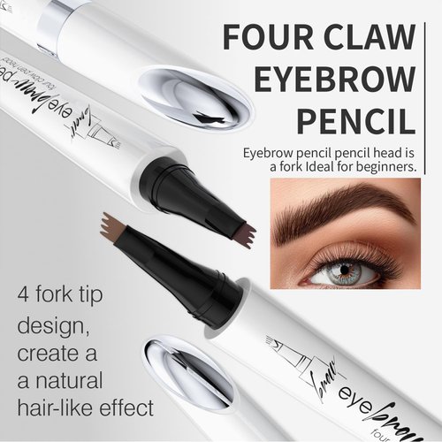 Kolvoii Microblading Eyebrow Pencil, 2024 New Eyebrow Tattoo Pencil, 3D Waterproof 4 Fork Tip Magic Eyebrow Pen, Natural Makeup Fine Stroke Long-Lasting Eyebrow Pencil Stay on All Day (Dark Brown)