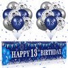 Blue 13th Birthday Decorations for Boys Girls, Navy Blue Silver Happy 13th Birthday Banner and 13th Birthday Balloons for 13th Birthday Anniversary Party Supplies, Thirteen Year Old Party Decorations