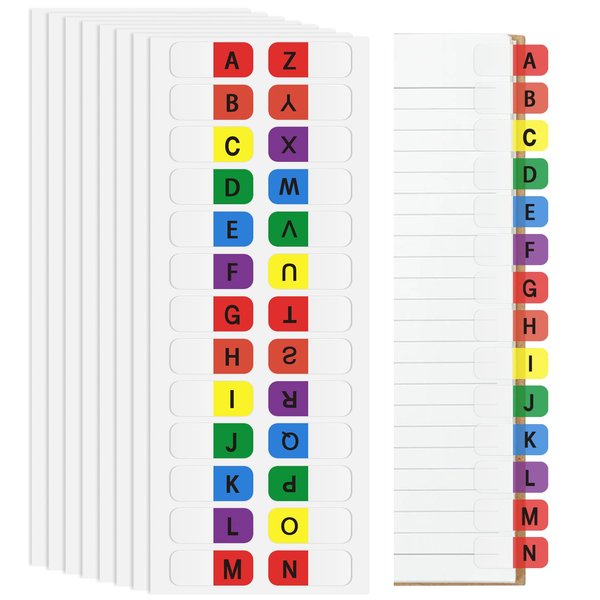 A-Z tabs Sticky Alphabet Tabs Colorful Self-Adhesive Letter Tabs Small Alphabetical Index Tab for Notebook Textbook Dictionary (208 pcs)