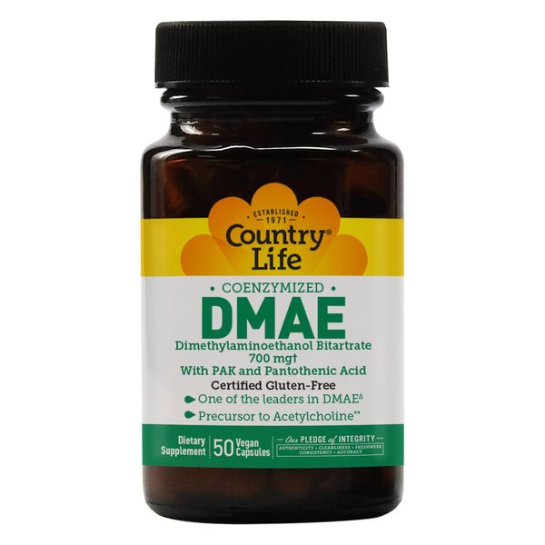 Country Life - Coenzymed DMAE with PAK and Pantothenic Acid, 350 mg - 50 Vegan Capsules