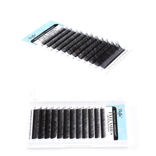 Bella Hair Real Siberian Mink Eyelash Extensions C Curl 0.15 Mixed Length 8-15mm Individual Natural Soft Mink Lashes for Professional Salon Use