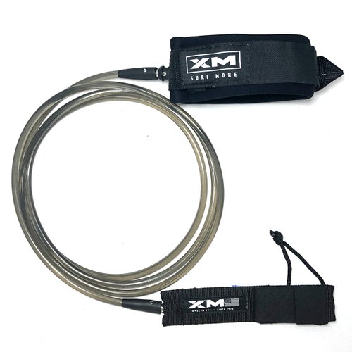 XM SURF MORE Knee/Calf Surfboard Leash 8ft., Regular Cord Thickness (.270 in.), Choose Length and Color, Key Pocket, Unbreakable Swivels, Detachable Railsaver, Made in USA