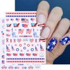 8 Sheets 4th of July Nail Art Stickers American Independence Day Nail Decal Nail Art Decoration Supplies with Flag Star Heart Shape Design 3D Self-Adhesive Nail Sticker for Women Girls