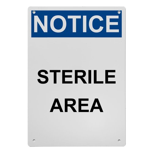 OSHA Sterile Area Sign, 8.5 x 11 in" OSHA Compliant Information Sign, Weatherproof Plastic, UV resistant & Easy-to-Read Signage