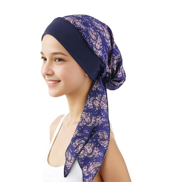 BELLESHOW Chemo Headwear Turbans for Women, Cancer Head Scarf for Women, Head Wraps for Cancer Patients, Head Coverings Caps, Cancer Present Chemotherapy Must Haves for Women Blue