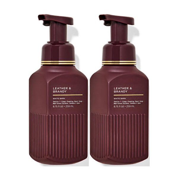 Bath and Body Works Gentle Foaming Hand Soap 8.75 Ounce 2-Pack (Leather & Brandy)