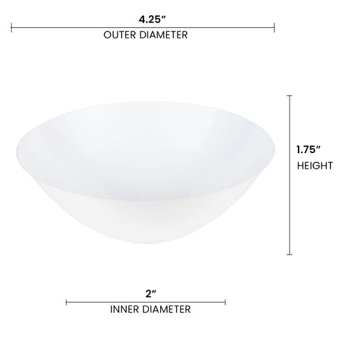 Disposable Plastic Plates with Rim Design, Organic Round Dinnerware Bulk Order for Wedding, Birthday & All Occasions (White, 6 oz Dessert Bowls (120 Bowls))