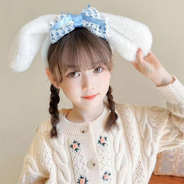 IGMaryBox Cute Lolita Headband White Long Ears Puppy Headband Anime Cosplay Headband Halloween Cosplsy Costume Accessories Christmas Cosplay Hairbands