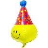 Unique 4D Happy Emoticons With Hat Balloons Smile Face Helium Balloons, 6 Pack Cute Cartoons Movie Character Smile with Party Hat Foil Mylar Balloons For Kids Birthday Decoration Party Supplies