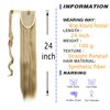 OMGREAT 24" Ponytail Extension Long Straight Hair Extensions for Women Wrap Around Ponytail Hairpiece Synthetic Pony Tail (Ash Blonde)