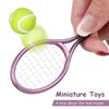 Kisangel 2 Sets Mini Tennis Racket and Ball Set 1:12 Miniature Tennis Kit Dollhouse Tennis Toy Mini Tennis Cake Topper for Sports Equipment