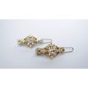 Two small tiny gold and clear crystal hair pin clip barrettes fine hair