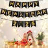 Epakh 3 Pieces Happy New Year Banner 2025 No DIY Required Black and Golden 2025 Happy New Year Party Sign Paper Happy New Years Backdrop for New Years Eve Party Decorations Supplies
