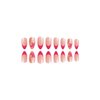 Summer Press on Nails Almond Fake Nails Colorful Glue on Nails with Design Glossy Acrylic Nails Full Cover Glossy Stick on Nails Artificial Nails for Women Girls (Pink French tip)
