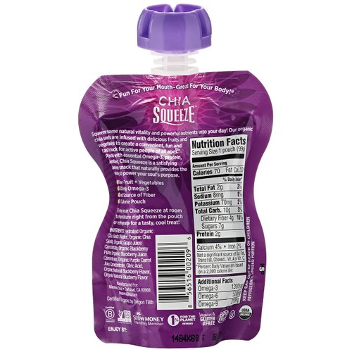 Mamma Chia Organic Blackberry Bliss Chia Squeeze Vitality Snack, 3.5 oz