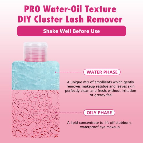 Lash Glue Remover for Lash Clusters 150ML Adhesive Remover with 3 Reusable Cleansing Eco Pads 1 Eyelash Brush DIY Lash Extension Remover Eye Cleanser Quick removal of Lashes Gentle Soothing