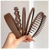 ZAHSY Non Slip Headband for Women Girls Hair Band, Teeth Comb Thin Headbands for Women For Washing Face Hair Hoops for Make Up Brown Head Band 5Pcs