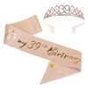JasperKino 39th Birthday Sash and Tiara Set Rose Gold Birthday Sash Crown Birthday Party Favors Supplies for Girls Birthday Party