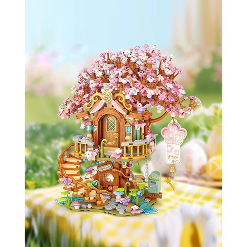 Japanese Sakura Tree House Building Blocks Set, Pink Cherry Tree Bonsai Creative Architecture, Home Decor or Idea Gifts for Adults and Kids, Mini Particles 1149 PCS (1381)
