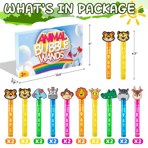 Jungle Safari Party Favors,20Pcs Wild Animals Bubble Wands for Kids,Zoo Bubble Wand for Safari Wild One Birthday Party Supplies, Baby Shower Goodie Bag Stuffers Gift