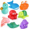 LotFancy Bath Toys for Kids Ages 1-3, Mold Free Bath Toys for Infants Toddlers, 8PCS No Holes Ocean Sea Animal Bathtub Toys, Soft Baby Bath Tub Toys