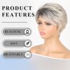 Jolelyne Short Blonde Pixie Cut Wig with Bangs Ombre Light Brown and Dark Brown Wig Short Curly Wigs for White Black Women Wavy Fluffy Layered Synthetic Hair Wig Natural Looking Ash Blonde Wig
