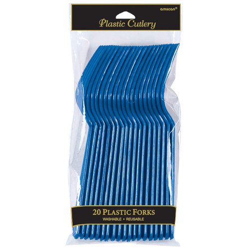 Elegant Bright Royal Blue Plastic Fork (Pack Of 20) - Eco-Friendly, Durable & Eye-catching, Perfect For Parties & Events