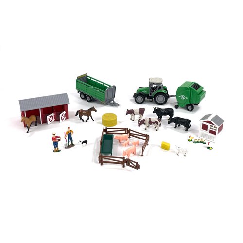 Big Country Toys 32-Piece Mini Farm Set - 1:32 Scale - Farm Animal Toys for 3 Year Old Boys and Girls - Toy Figures & Playsets