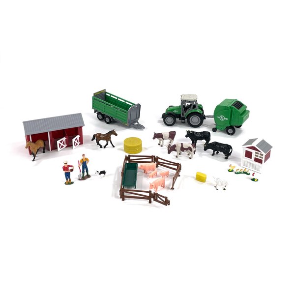 Big Country Toys 32-Piece Mini Farm Set - 1:32 Scale - Farm Animal Toys for 3 Year Old Boys and Girls - Toy Figures & Playsets