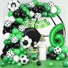6th Birthday Soccer Balloons Arch,6th Soccer Garland Kit with Green Number 6 Balloon Football Balloons Soccer Mylar Foil Balloons for Boys Kids 6th Birthday Soccer Theme Party Decorations