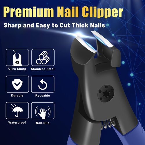 Nail Clippers for Thick Nails, Professional Nail Clippers, Senior Nail Clippers for Men, Women, Toe Nail Clippers Adult Thick Nails, Long Handle Ultra Sharp Nail Clippers for Finger Nails and Toenails
