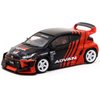 Tarmac Works Pandem Yaris RHD (Right Hand Drive) Red and Black Livery with Plastic Transporter Packaging 1/64 Diecast Model Car T64-080-ADV