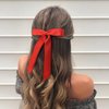 Ayesha Red Hair Bows Clips Red Satin Ribbon Bows with Long Tail Christmas Hair Bows Barrettes Hair Accessories for Women Girls 2pcs red bows