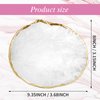 2 Pcs Resin Nail Art Palette, Gold Edge Nail Polish Color Mixing Palette, Round Nail Painting Display Tray Cosmetic Mixing Tools Nail Art Accessories for Nail DIY Supplies(White Pink)