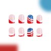 4th of July Press on Nails Short Square French Tip Press on Nails American Flag Fireworks Full Cover Stick on Nails Design Star False Nails Artificial Nails Glue on Nails for Women Acrylic Nails 24Pcs