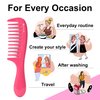 HYOUJIN 3 Pocket Wide Tooth Comb Set,Small Hair Wide Tooth Combs Detangling Shower Combs Wet Brush Detangle Comb for Curly Hair,Wet Hair,Thick Hair,Travel Pocket Wide Comb for Women,Men(Fuchsia Rose)
