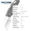 Cold Steel Tuff Lite 2.5" AUS8A Sheepsfoot Razor-Sharp Plain Blade 3.5" Griv-Ex Black Handle Pocket Folding Knife, Boxed